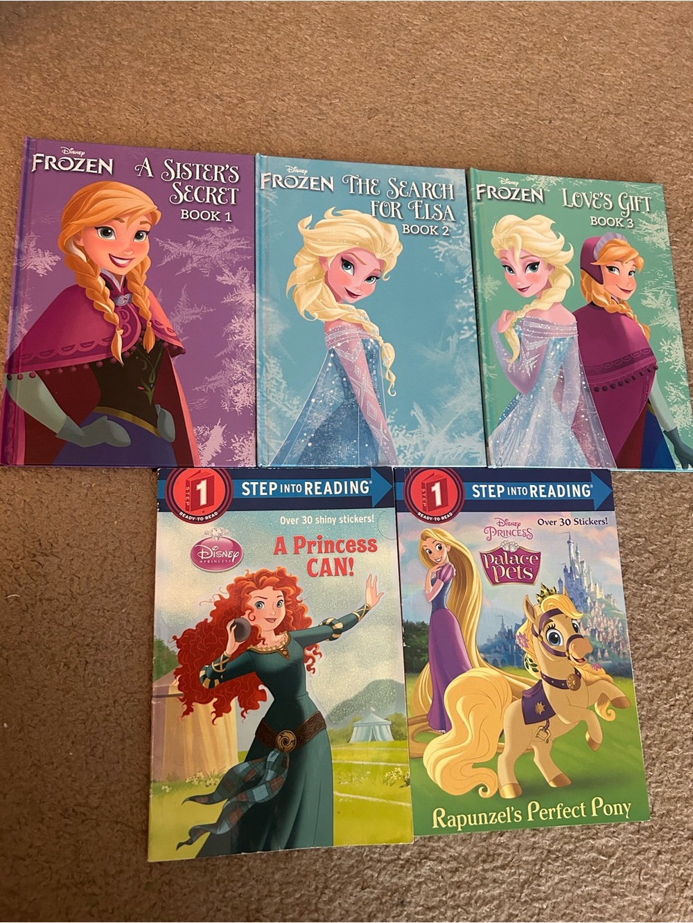 Books Lot of 5, Frozen, A Princess Can, Rapunzels Perfect Pony